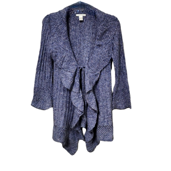 Sarah Spencer Asymmetrical Tie Front Bell Cuff Cardigan Size M - Picture 1 of 12
